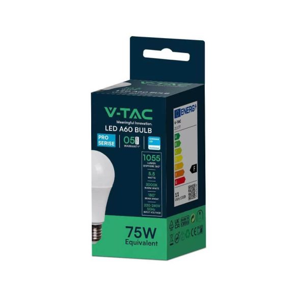 V-TAC E27 A60 Opál LED-izzó 11W 3000K 1055lm 200°