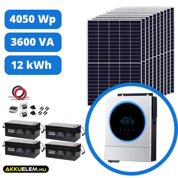 4050 W napelemes rendszer 500Ah/24V energiatárolóval + VM IV 3600 inverter