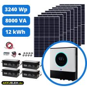   3240 W napelemes rendszer 250Ah/48V energiatárolóval + Max II 8000 inverter