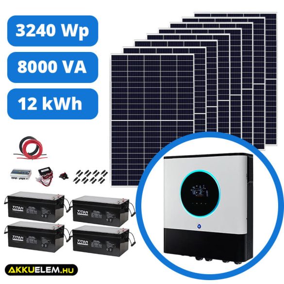 3240 W napelemes rendszer 250Ah/48V energiatárolóval + Max II 8000 inverter