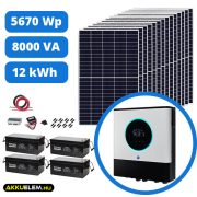   5670 W napelemes rendszer 250Ah/48V energiatárolóval + Max II 8000 inverter