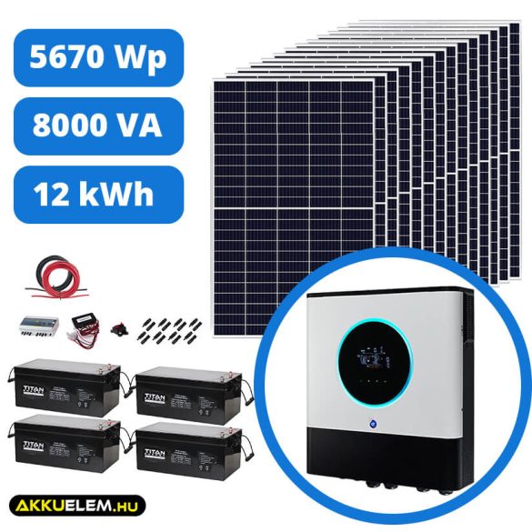 5670 W napelemes rendszer 250Ah/48V energiatárolóval + Max II 8000 inverter