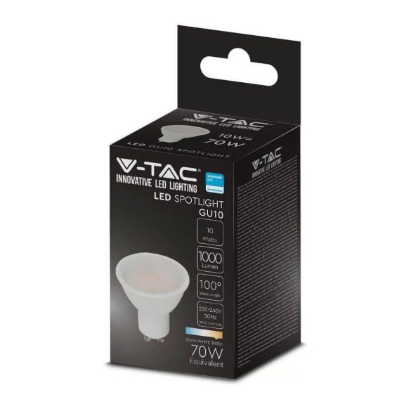 V-TAC GU10 SAMSUNG chipes LED-izzó 10W 110° 3000K 1000lm