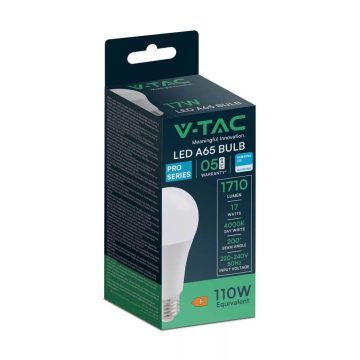   V-TAC E27 LED-izzó A65 Opál 17W 4000K 1710lm 200° 5 év garancia