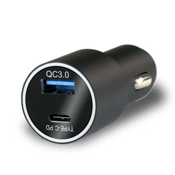 EverActive gyors autós töltő 12-24V 36W 1*USB 1*USB-C QC3