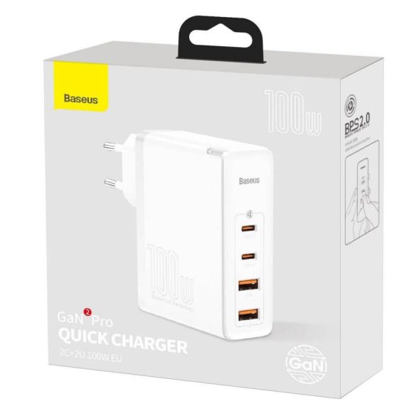 Baseus gyors töltő 100W-ig 2*USB + 2*USB-C GaN2 PD3.0