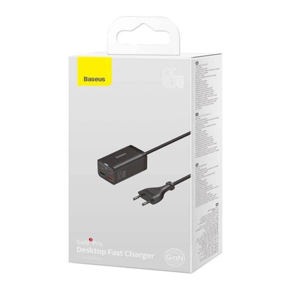 Baseus gyors töltő 65W-ig 2*USB + 2*USB-C GaN3 PD, QC4.0