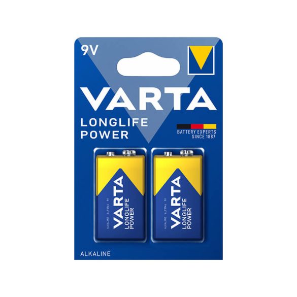 Varta Longlife Power 9V 6LR61 alkáli elem 1604 (2db)