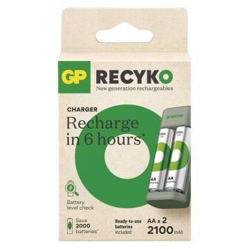 GP ReCyko E221 akkutöltő Powerbank + 2db 2100mAh AA akku