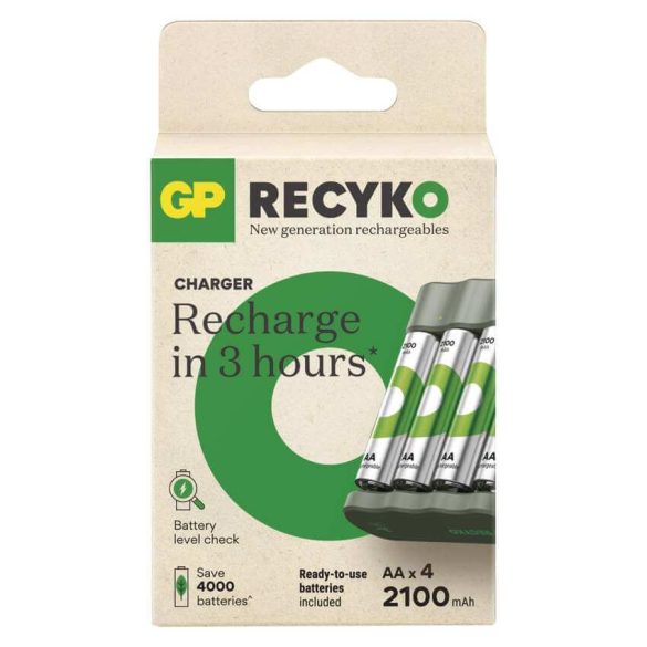 GP ReCyko E441 akkutöltő Powerbank + 4db 2100mAh AA akku