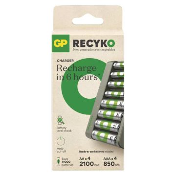   GP ReCyko E821 akkutöltő Powerbank + 4 x 2100mAh AA + 4 x 850mAh AAA akku