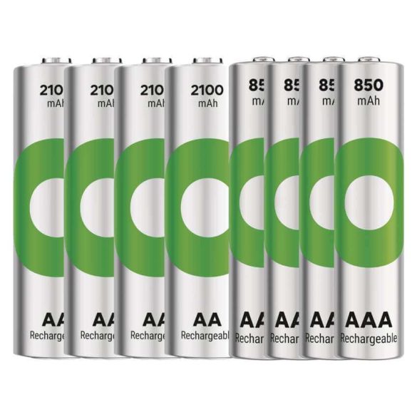 GP ReCyko E821 akkutöltő Powerbank + 4 x 2100mAh AA + 4 x 850mAh AAA akku