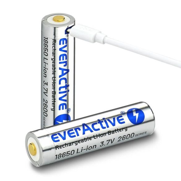 everActive 18650 2600mAh 3,6V Li-Ion akku beépített tölto - microUSB csatlakozó