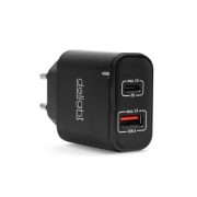   Hálózati Adapter USB + USB-C Type-C PD20W gyorstöltéssel Delight FEKETE