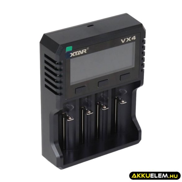 XTAR VX4 Ni-MH, LiFePO4, 1,5V és 3,6V/3,7V Li-ion teszter töltő hálózati adapterrel