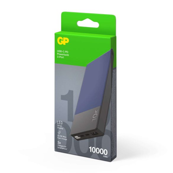 GP Powerbank M10C 10000mAh 22,5W LED kijelzővel kék