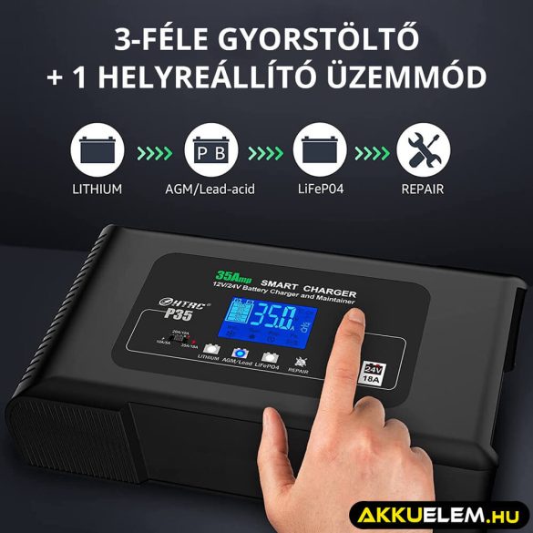 HTRC P35 töltő 12V/35A 24V/18A Ólom és LiFePO4 akkutöltő