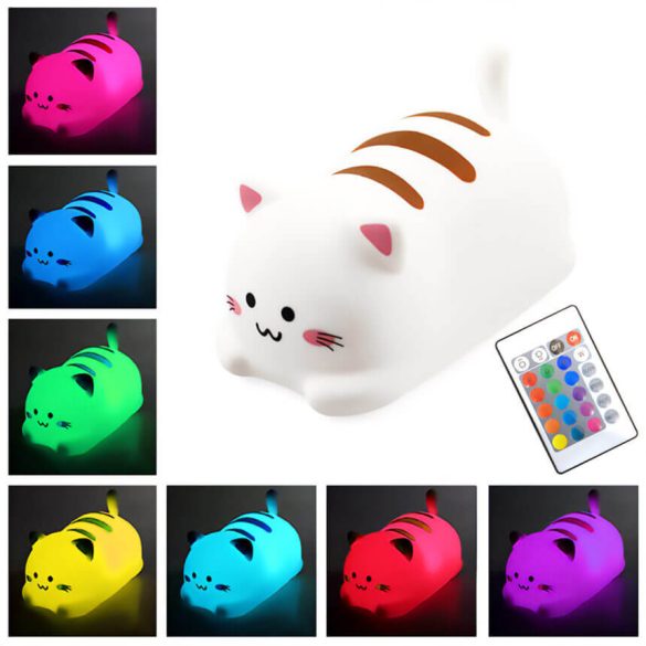 Lámpa POKKY Happy Kitty gyerekeknek RGB távirányítós tölthető