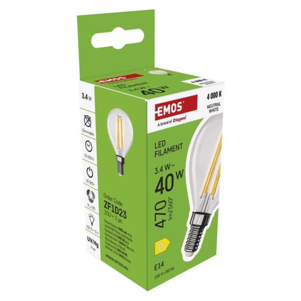 Classic E14 470lm 3.4W (40W) LED Filament MINI Globe LED-izzó