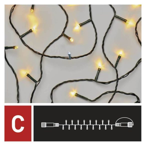 Karácsonyi fényfüzér CNT D1AN02 100Led karácsonyi 10m IP44 lánc villogó CW+WW