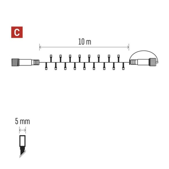 Karácsonyi fényfüzér CNT D1AN02 100Led karácsonyi 10m IP44 lánc villogó CW+WW