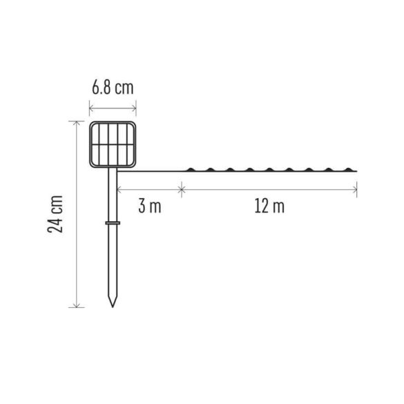 Karácsonyi fényfüzér Napelemes nano lánc szolár WW 12m 120Led D3ZW01