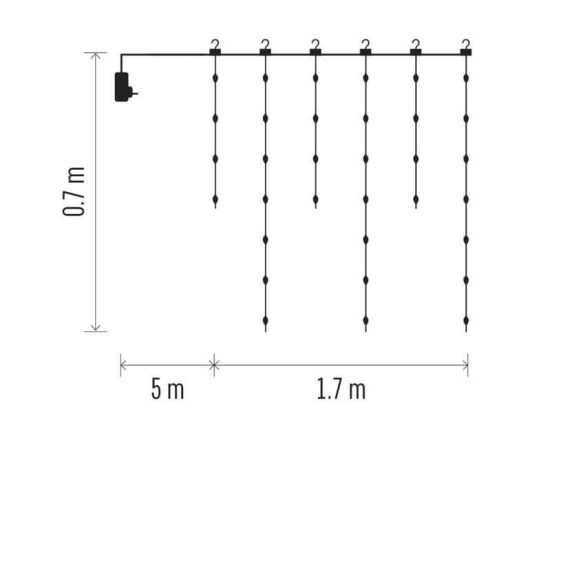 Karácsonyi fényfüzér nano Led jégcsap 8mód 54Led (1.7*0.7M) ww D3CW01