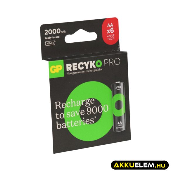 GP ReCyko+ PRO 2000mAh AA akkumulátor 6db-os csomagban