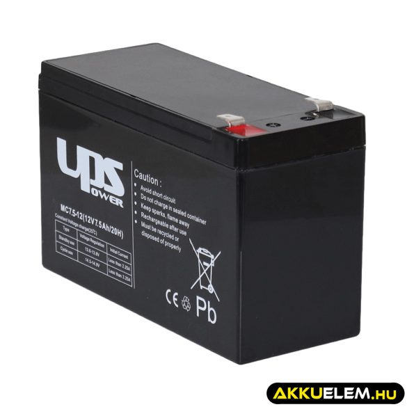 UPS Power 12V 7,5Ah zselés akkumulátor (MC7.5-12)