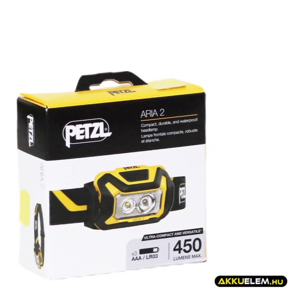 PETZL ARIA 2 SÁRGA/FEKETE fejlámpa 3*LR03 450lum