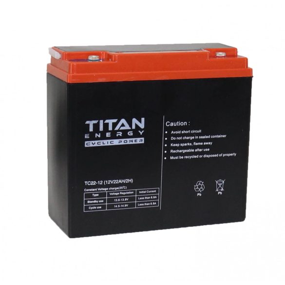 TitanEnergy Cyclic Power 12V 22Ah kerékpár akkumulátor 6-DZM-22 zselés