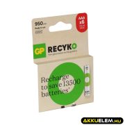   GP ReCyko 1,2V 950mAh AAA elemméretű akkumulátor 6db-os gazdaságos csomagban