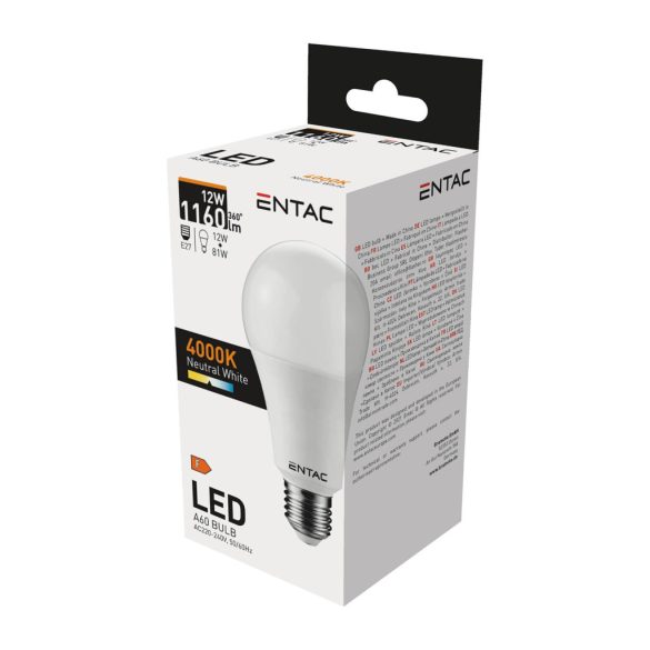 Entac E27 A60 Led Globe 12W/ 75W 4000K 270° 1160lm