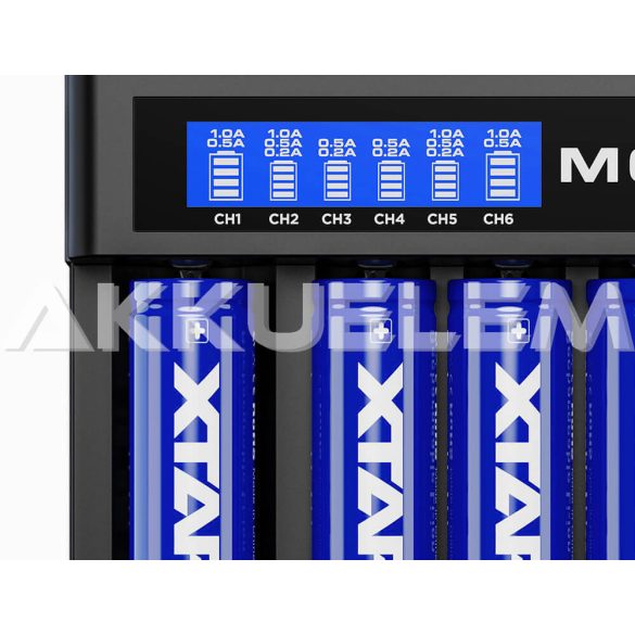 XTAR MC6C 6 csatornás Li-Ion USB-s akkumulátor töltő