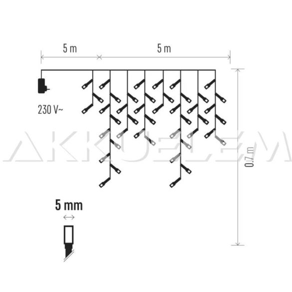 LÁMPA 300Led karácsonyi 5M IP44 WW távirányítós 8 mód jégcsap