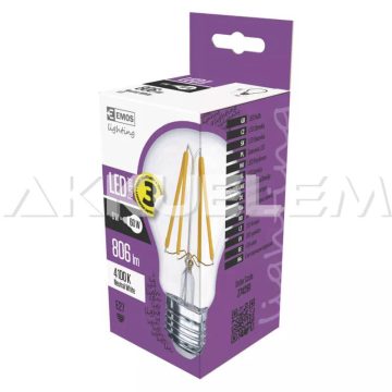   Classic E27 A60 6W 360° 4000K LED 806lm NW A++ filament 60W LED-izzó