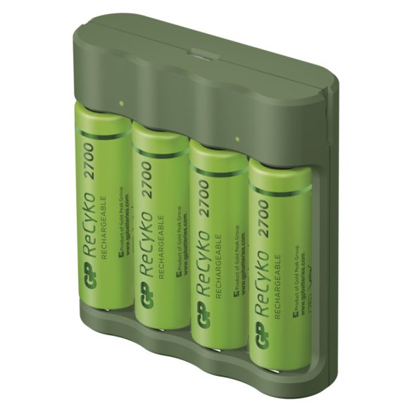 GP ReCyko Everyday B421 USB-s akkutöltő PowerBank + 4db 2700mAh AA akku