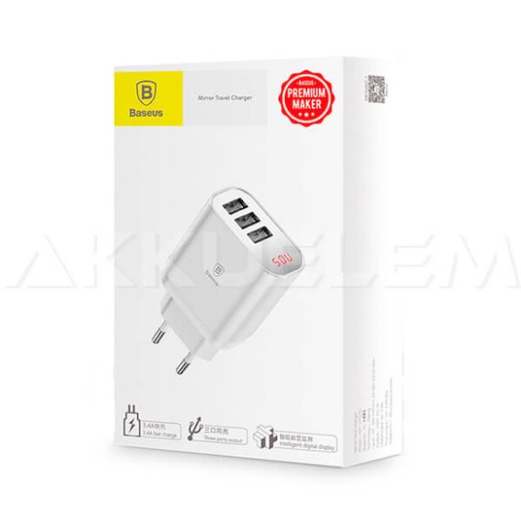 Baseus fali töltő 3xUSB 3.4A kijelzős NRT-DY035